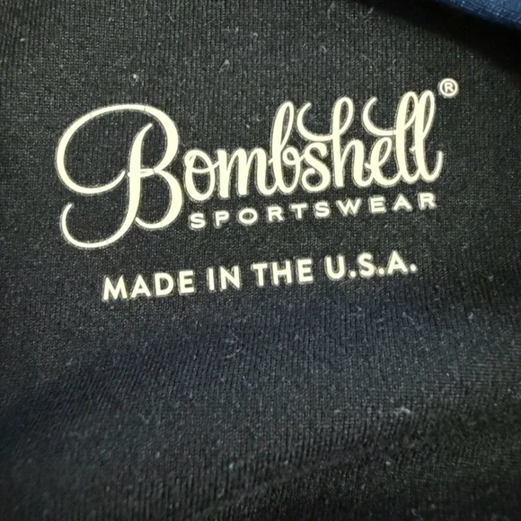 Bombshell Sportswear Blue Shimmer Leggings Size M Made in USA - Picture 12 of 13